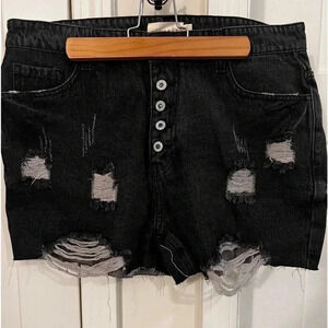 Distressed black blue Jean  shorts